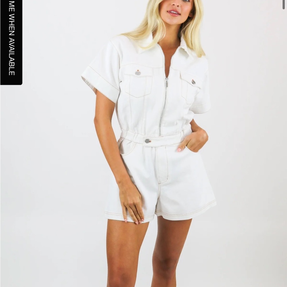 Weworewhat Flight Stretch Twill Denim Romper Size Small